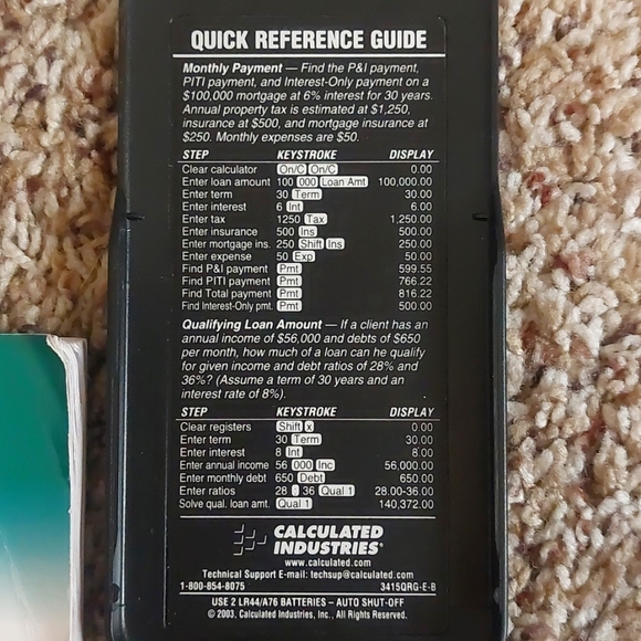 Qualifier Plus IIIx real estate pocket finance calculator - Picture 3 of 9